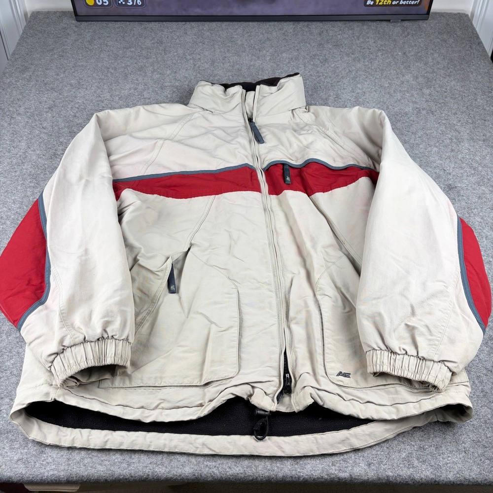 American Eagle AE77 Performance Jacket Mens XL Beige Red Colorblock Vintage